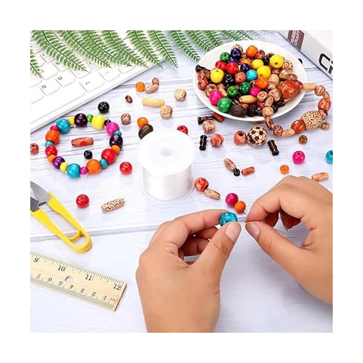 Juego de 800 cuentas de madera incluye 400 cuentas de