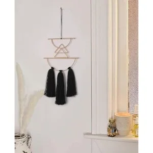 Decoración de pared bohemia de macramé negro para colgar_2