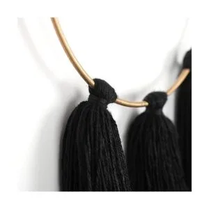 Decoración de pared bohemia de macramé negro para colgar_4