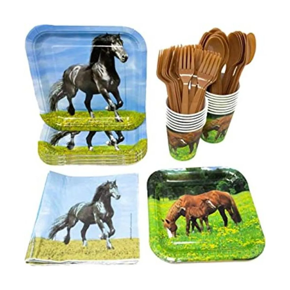 Paquete de suministros para fiesta de caballos 116 piezas_1