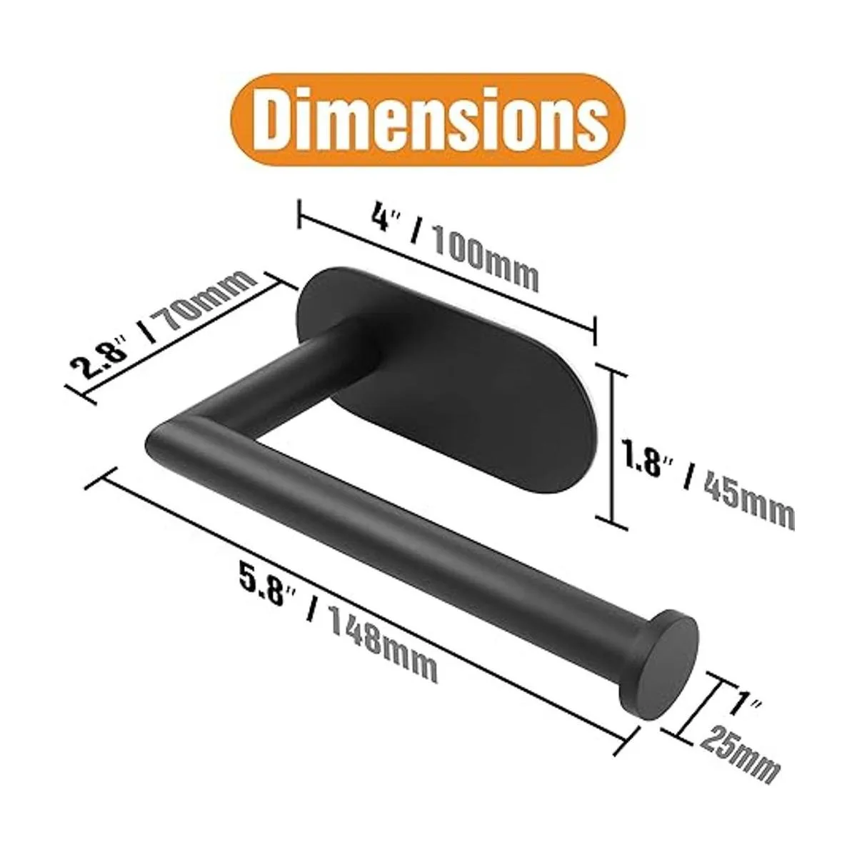 HITSLAM Adhesivo para papel higiénico negro mate soporte_5
