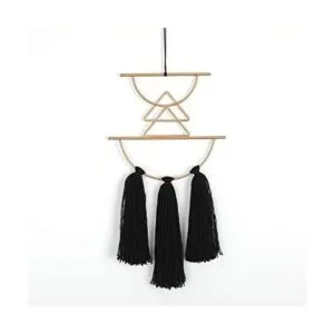 Decoración de pared bohemia de macramé negro para colgar_1