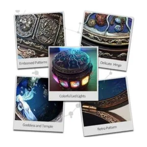 Briskfeel Caja de música vintage con constelaciones luces