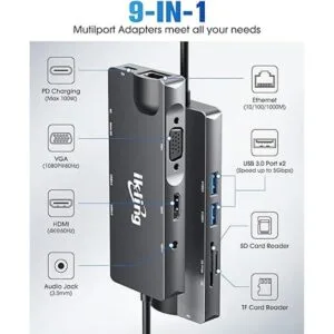 Hub USB C adaptador USB C 9 en 1 con USB C 4K a HDMI_2