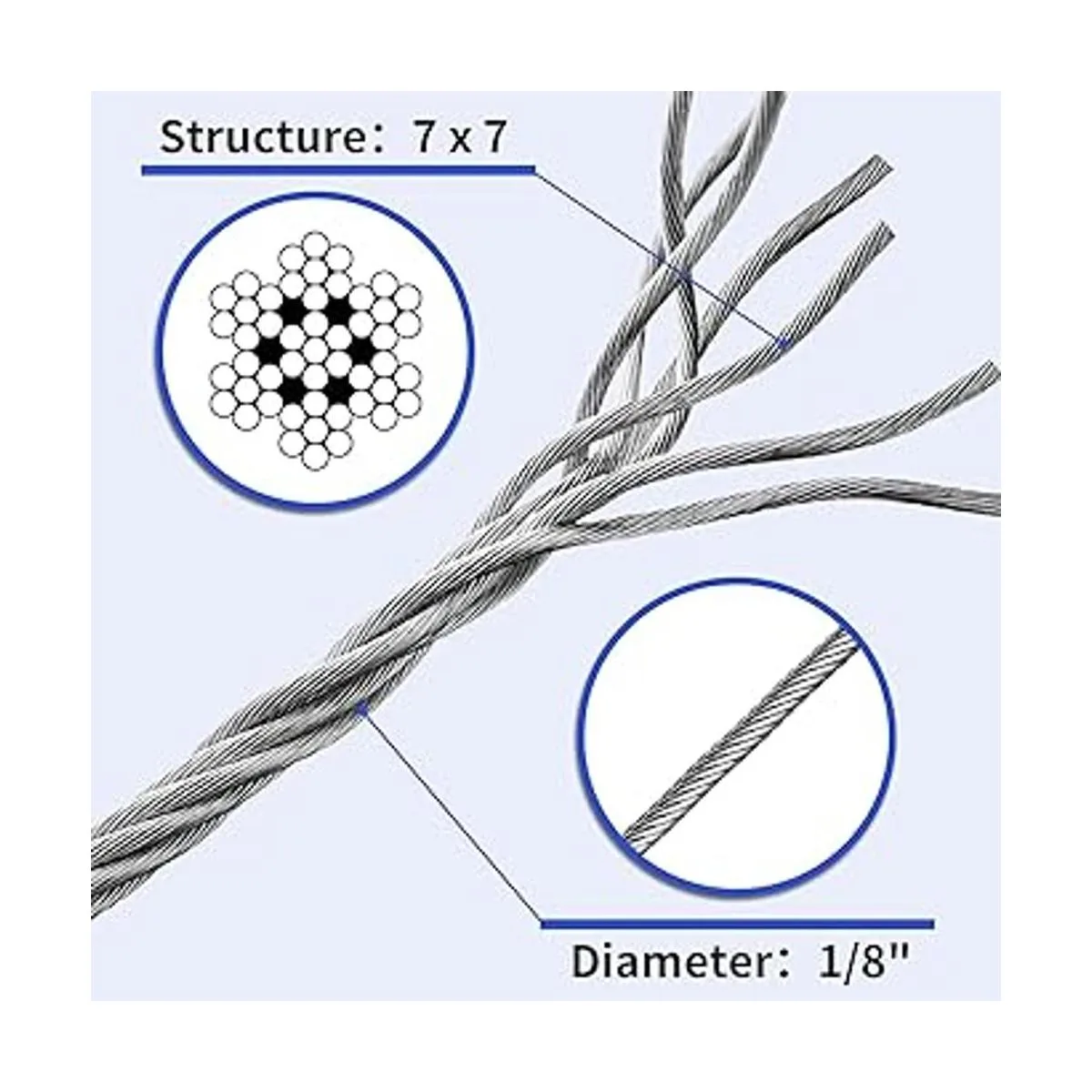 LuckIn Cable de barandilla de cubierta de 18 pulgadas con_3