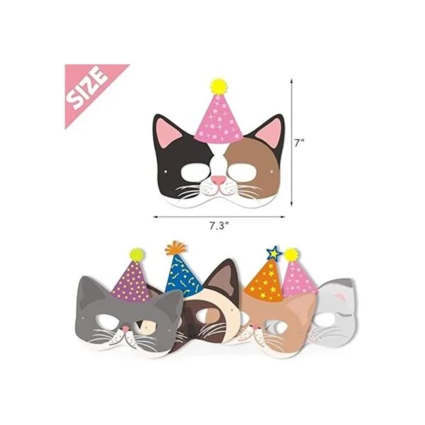 12 paquetes de máscaras de fiesta para gatos y gatitos con_3