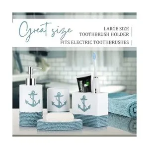 Tide and Tales Juego de accesorios de baño náuticos de 4