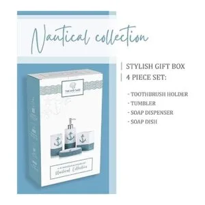 Tide and Tales Juego de accesorios de baño náuticos de 4