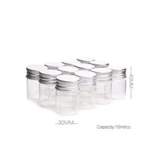 12 botellas vacías de vidrio transparente con tapón de_5