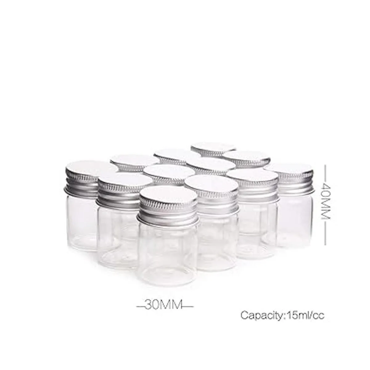 12 botellas vacías de vidrio transparente con tapón de_5