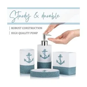 Tide and Tales Juego de accesorios de baño náuticos de 4