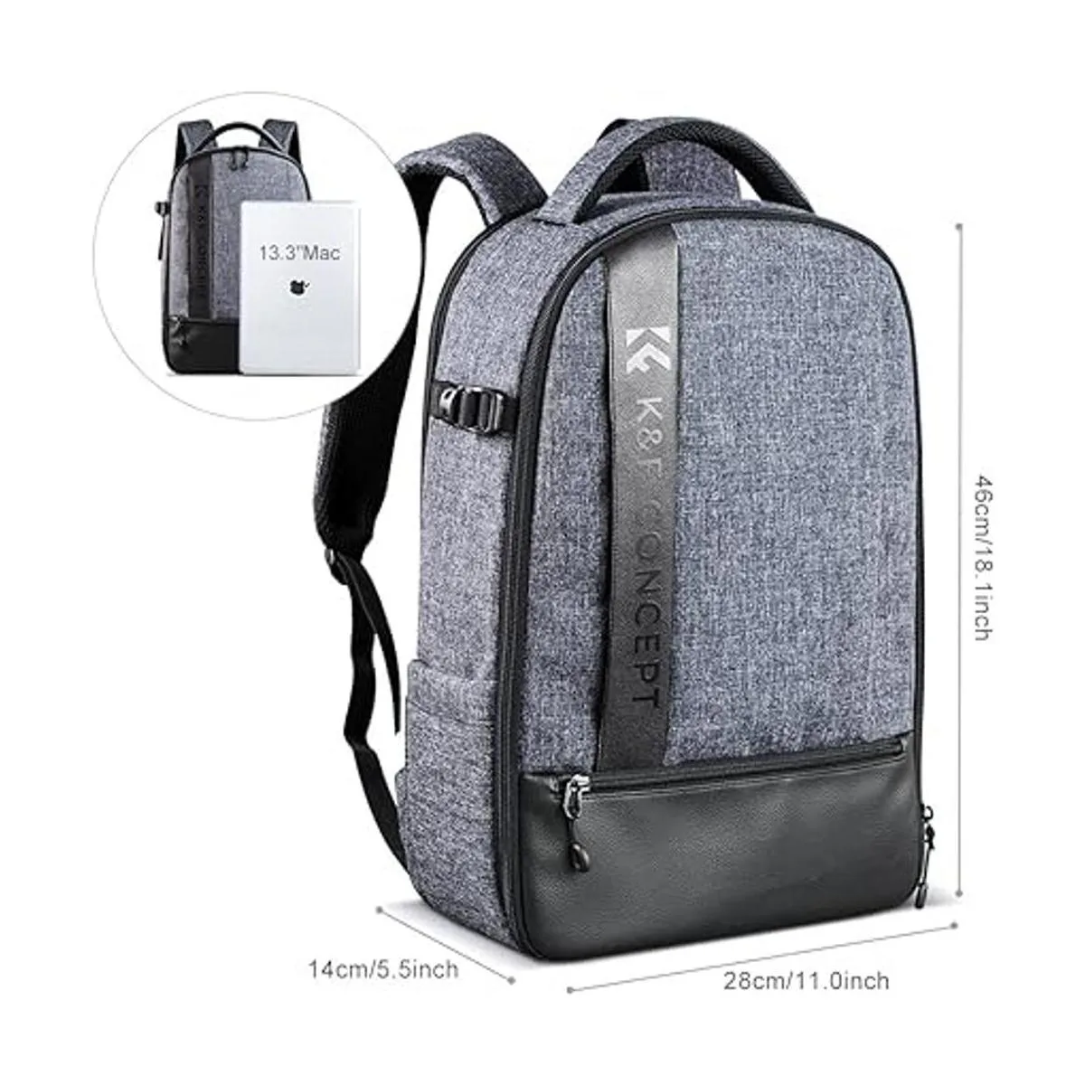 KF Concept Mochila de cámara profesional Gris2 L_5