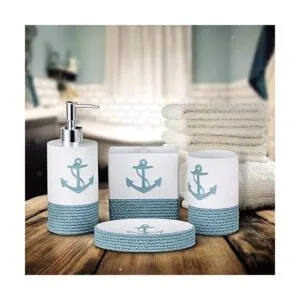 Tide and Tales Juego de accesorios de baño náuticos de 4