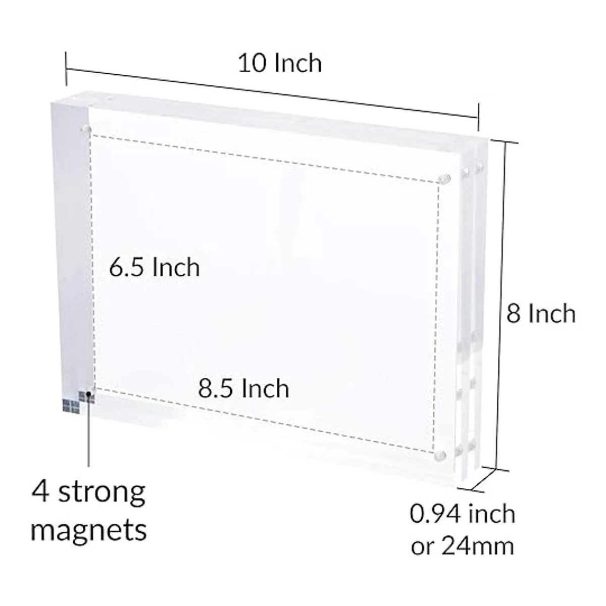 SimbaLux Marco magnético de fotos de acrílico de 8 x 10