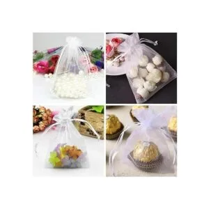 Outdoorfly 100 bolsas de organza blancas de 4 x 6 con