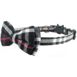 Collar de gato con campana y corbatín diseño a cuadros