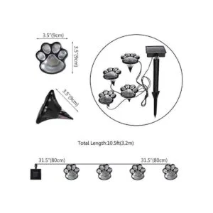 Juego de 4 luces solares LED con estampado de patas para_4