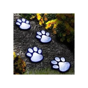 Juego de 4 luces solares LED con estampado de patas para_3