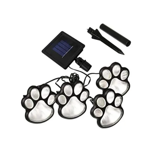 Juego de 4 luces solares LED con estampado de patas para_1