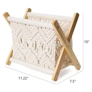 Mkono Macramé Revistero bohemio cesta de almacenamiento_6