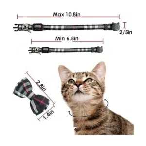 Collar de gato con campana y corbatín diseño a cuadros