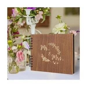 Creawoo lbum de invitados de madera MrMrs de 11_5