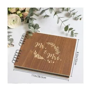 Creawoo lbum de invitados de madera MrMrs de 11_2