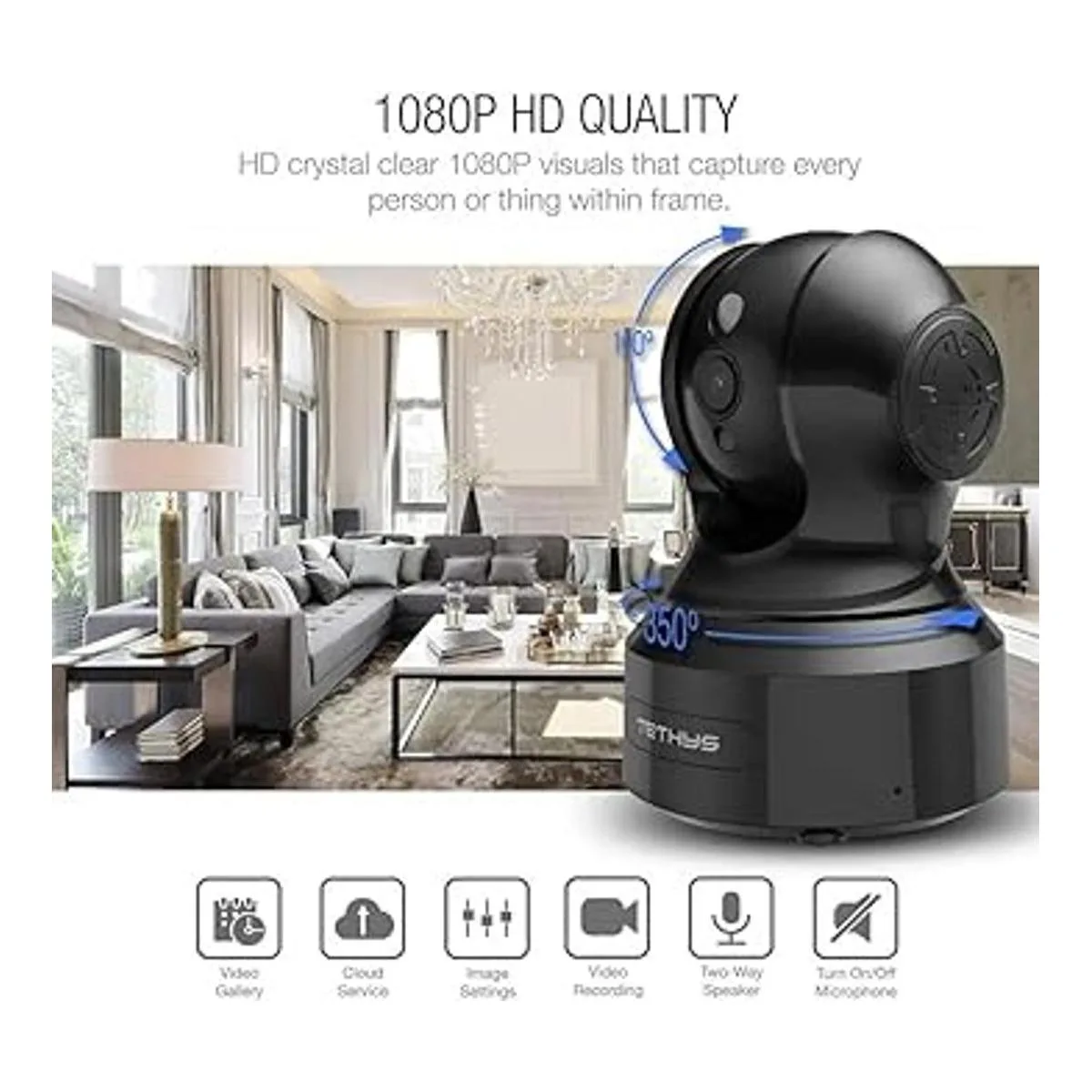 TETHYS Cámara de seguridad inalámbrica 1080P para_2