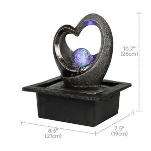 Ferrisland Fuente Zen de jardín de agua de mesa con luz_2