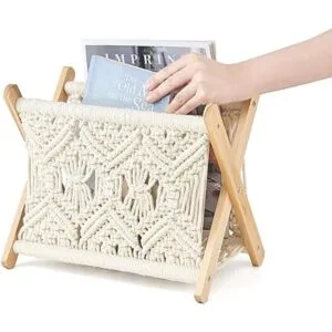 Mkono Macramé Revistero bohemio cesta de almacenamiento_5