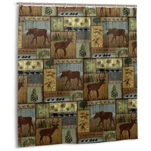 Cortina de ducha rústica retro para decoración de cabaña_1