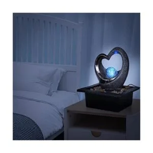 Ferrisland Fuente Zen de jardín de agua de mesa con luz_5