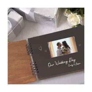 Creawoo lbum de invitados de madera MrMrs de 11_3