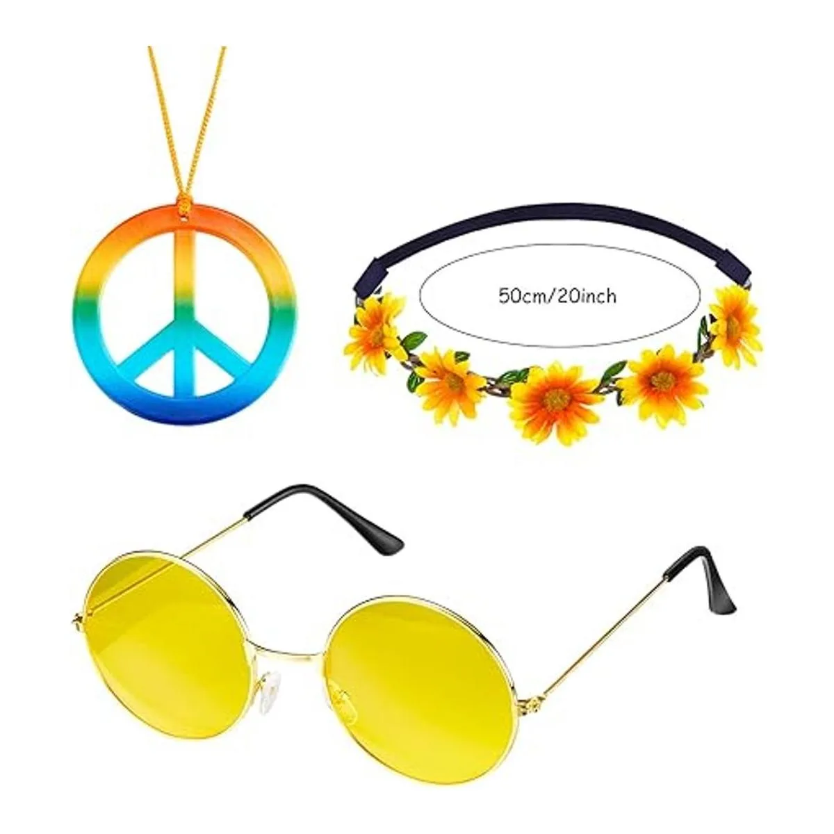 Frienda Juego de 24 piezas de accesorios de disfraz hippie_2