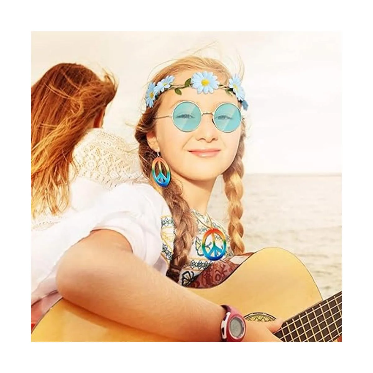 Frienda Juego de 24 piezas de accesorios de disfraz hippie_6
