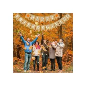 Rainlemon Cartel de arpillera de yute con hojas de arce_4