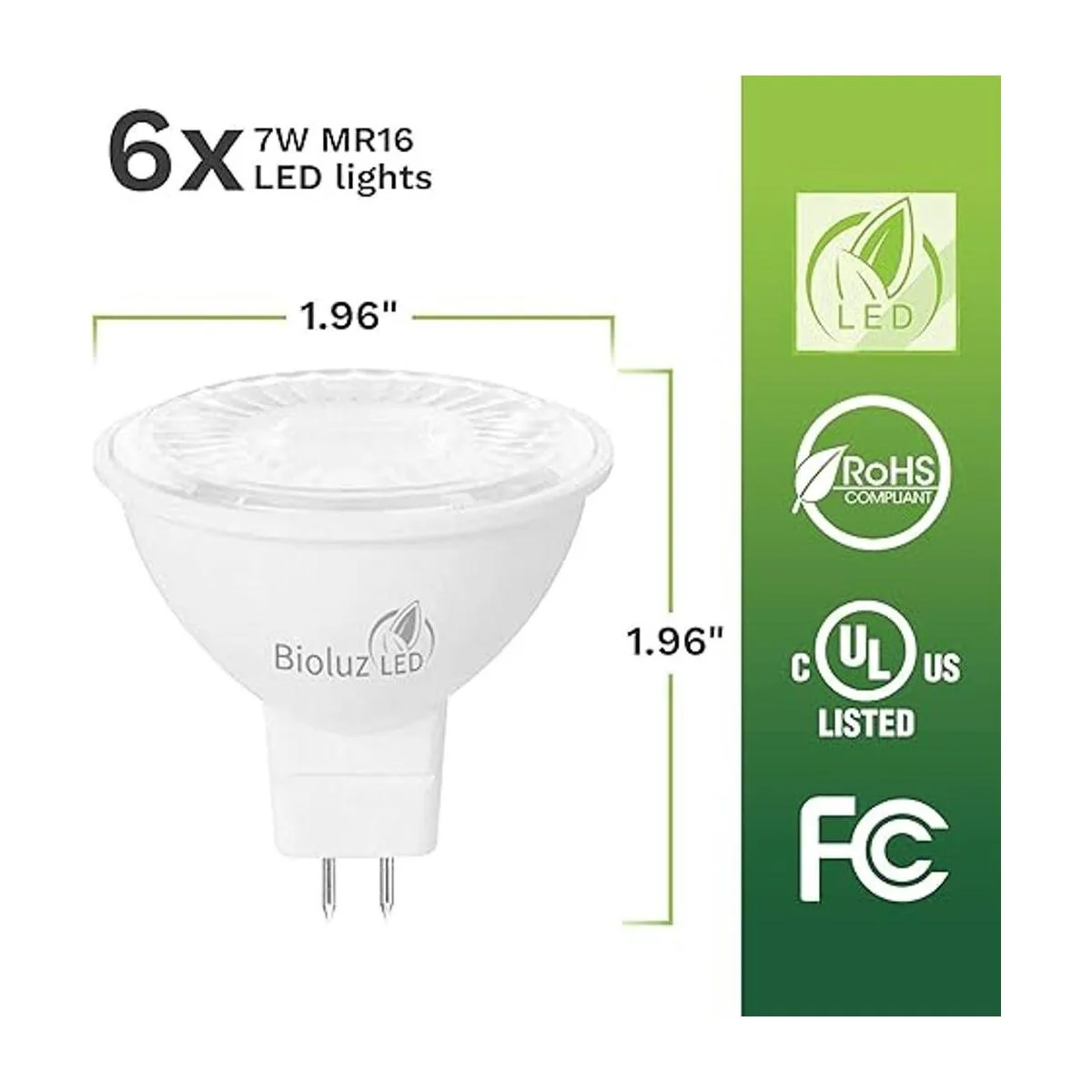 Bioluz Paquete de 6 bombillas LED MR16 de 50 W halógenas_2