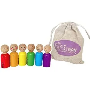 My Felt Story Muñecas de 6 clavijas de sensación madera