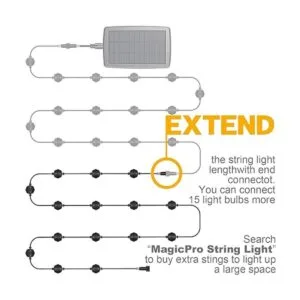 MagicPro Tira de luces solares 15 bombillas LED tira de_4