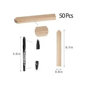 50 etiquetas de plantas de madera impermeables