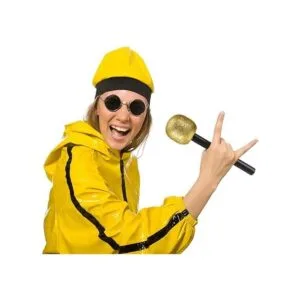 Paquete de 4 micrófonos dorados con purpurina para_6