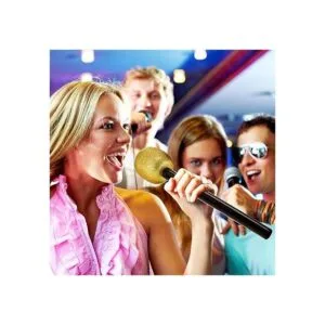 Paquete de 4 micrófonos dorados con purpurina para_5