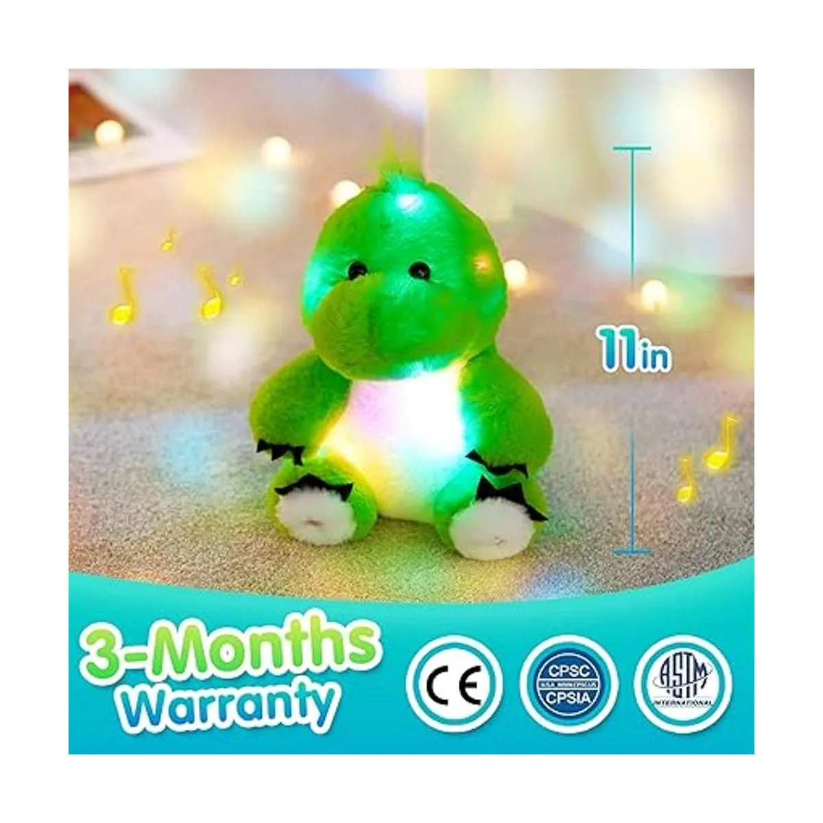 Bstaofy Peluche de dinosaurio iluminado de 11 pulgadas_2