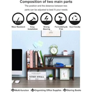 PAG Estantería de escritorio librero ajustable para_4
