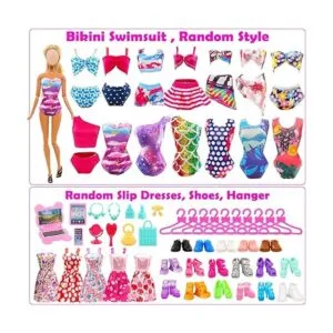 BARWA Paquete de 57 ropa y accesorios para muñecas 5
