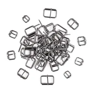 Swpeet 50 anillos de hebilla de rodillo de metal negro