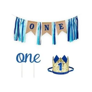 Decoraciones para niños de primer cumpleaños con pancarta