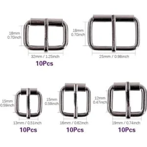 Swpeet 50 anillos de hebilla de rodillo de metal negro