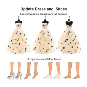 BARWA Paquete de 57 ropa y accesorios para muñecas 5