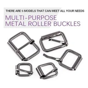 Swpeet 50 anillos de hebilla de rodillo de metal negro